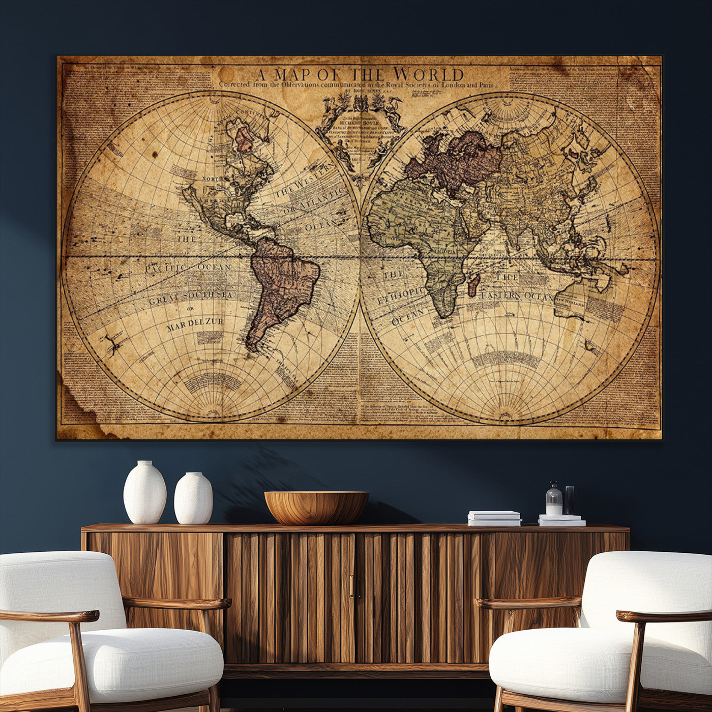 SEG-FC-51X34_Oversize - Push Pin World Map Canvas Print – Framed Wall Art for Couples to Track Their Travels – Anniversary