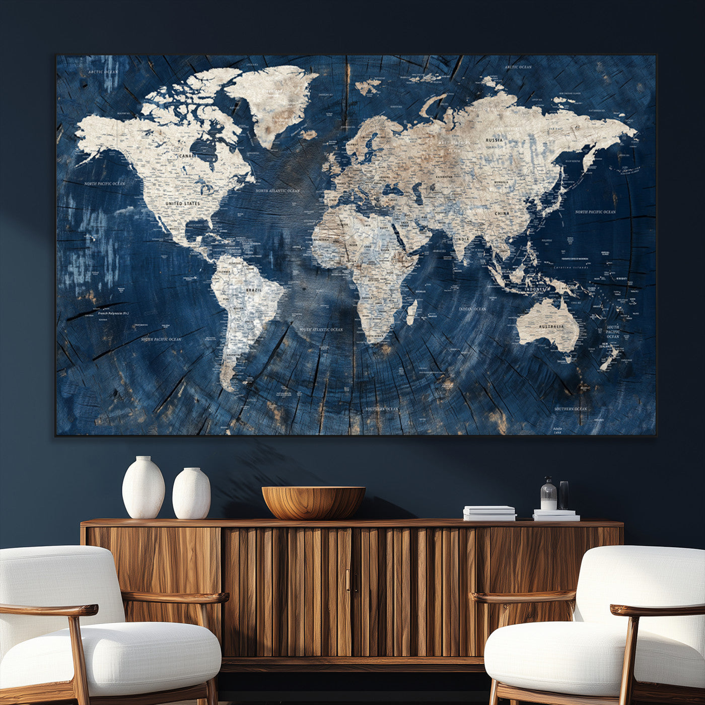 SEG-FC-51X34_Oversize - Push Pin World Map Canvas Print – Framed Wall Art for Couples to Track Their Travels – Anniversary