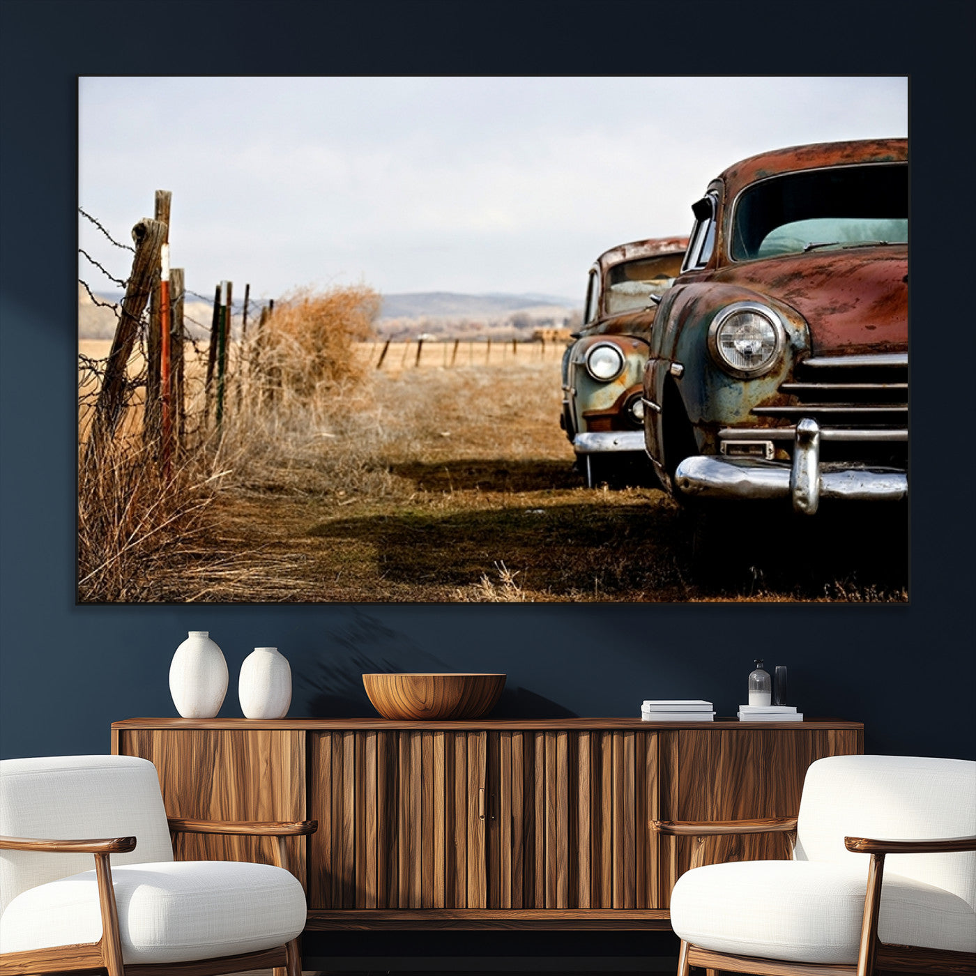 SEG-FC-51X34_Oversize - Old Rustic Classic Car Wall Art Canvas Print