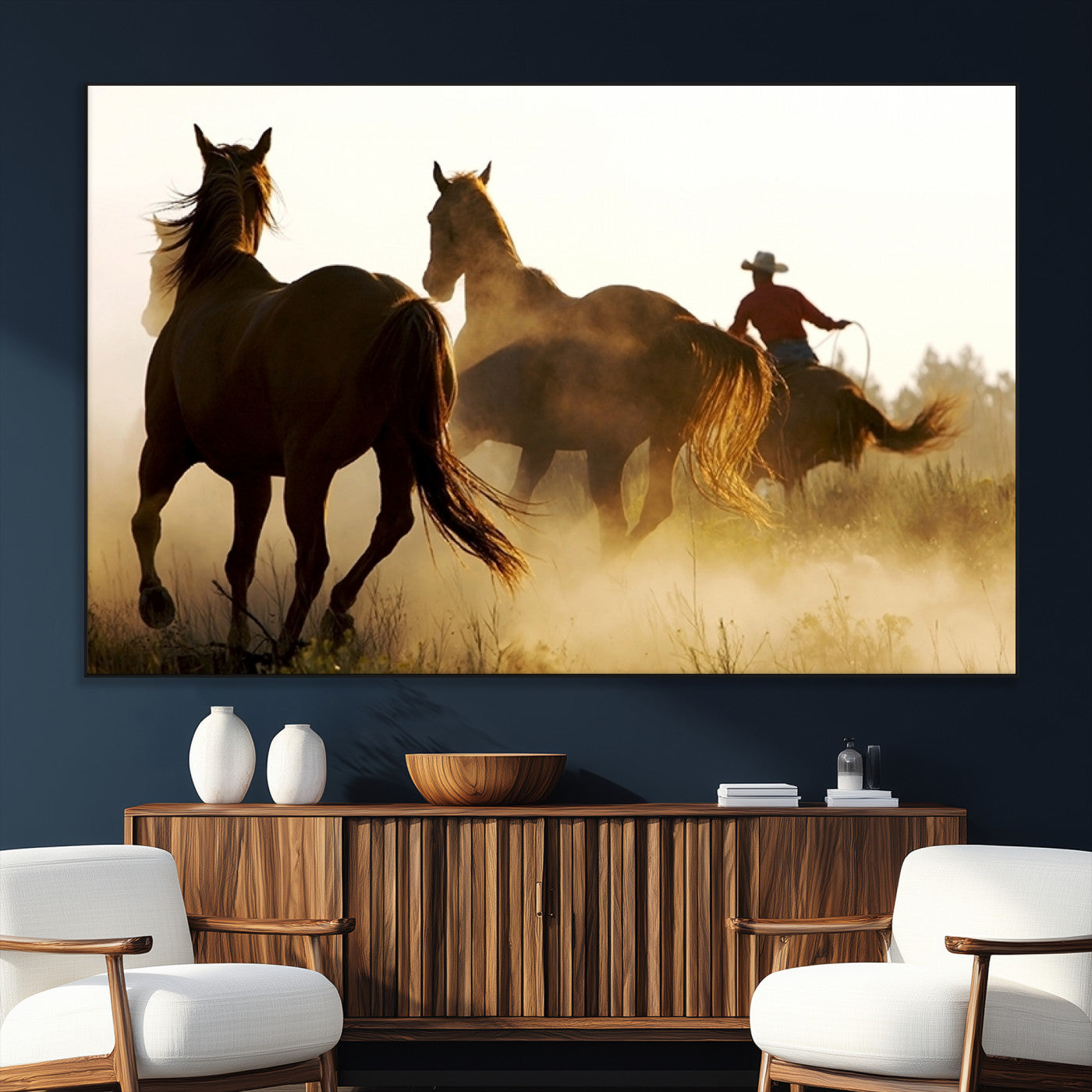SEG-FC-51X34_Oversize - Horses and Cowboys Wall Art Canvas Print