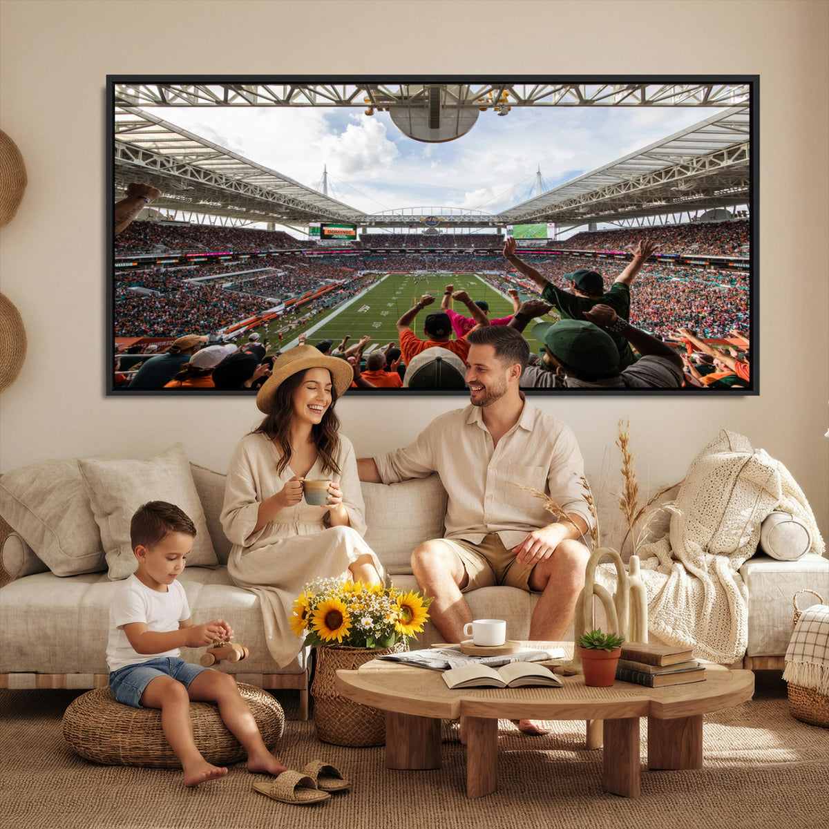 66239-PAN-FL-20X10 - Miami Hurricanes Football Team Wall Art Print - Miami Hard Rock Stadium Wall Art Canvas Print