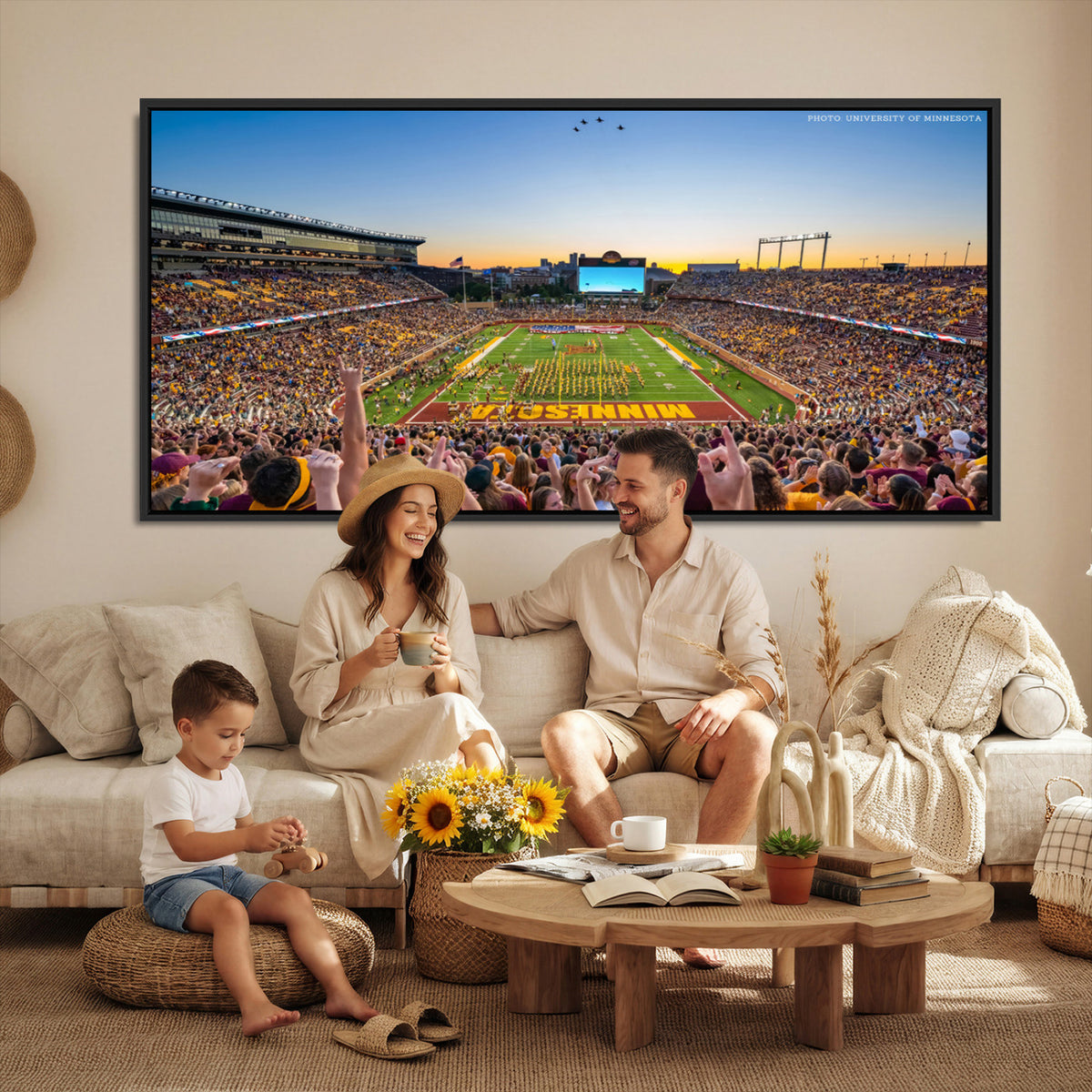 63452-PAN-FL-20X10 - University of Minnesota Golden Gophers Football Team Print - Minneapolis Huntington Bank Stadium