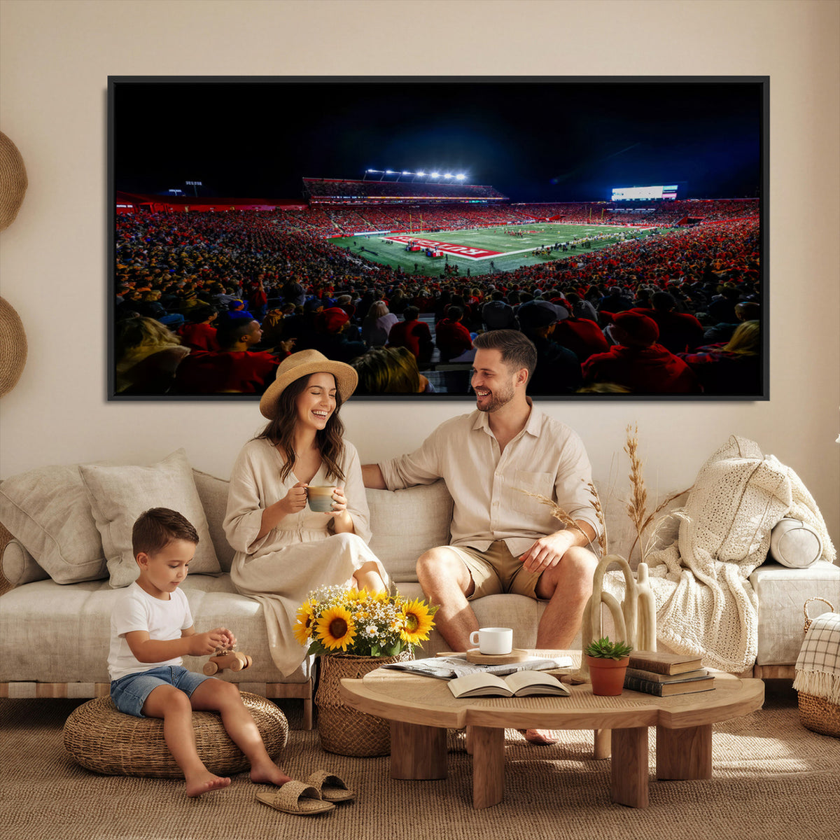 18115-PAN-FL-20X10 - Rutgers Scarlet Knights Football Team Print - SHI Stadium, Piscataway Wall Art Canvas Print