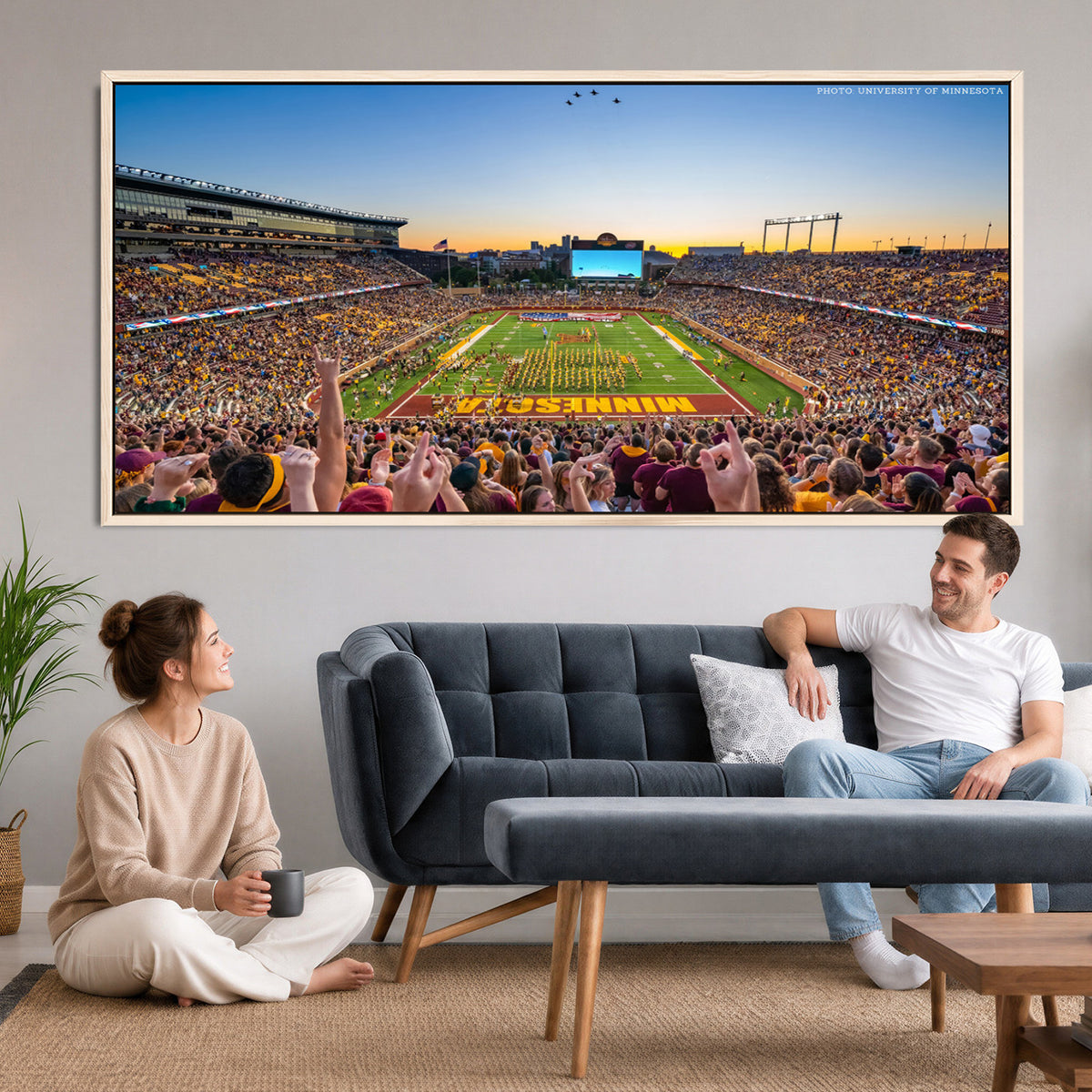 63452-PAN-FL-20X10 - University of Minnesota Golden Gophers Football Team Print - Minneapolis Huntington Bank Stadium