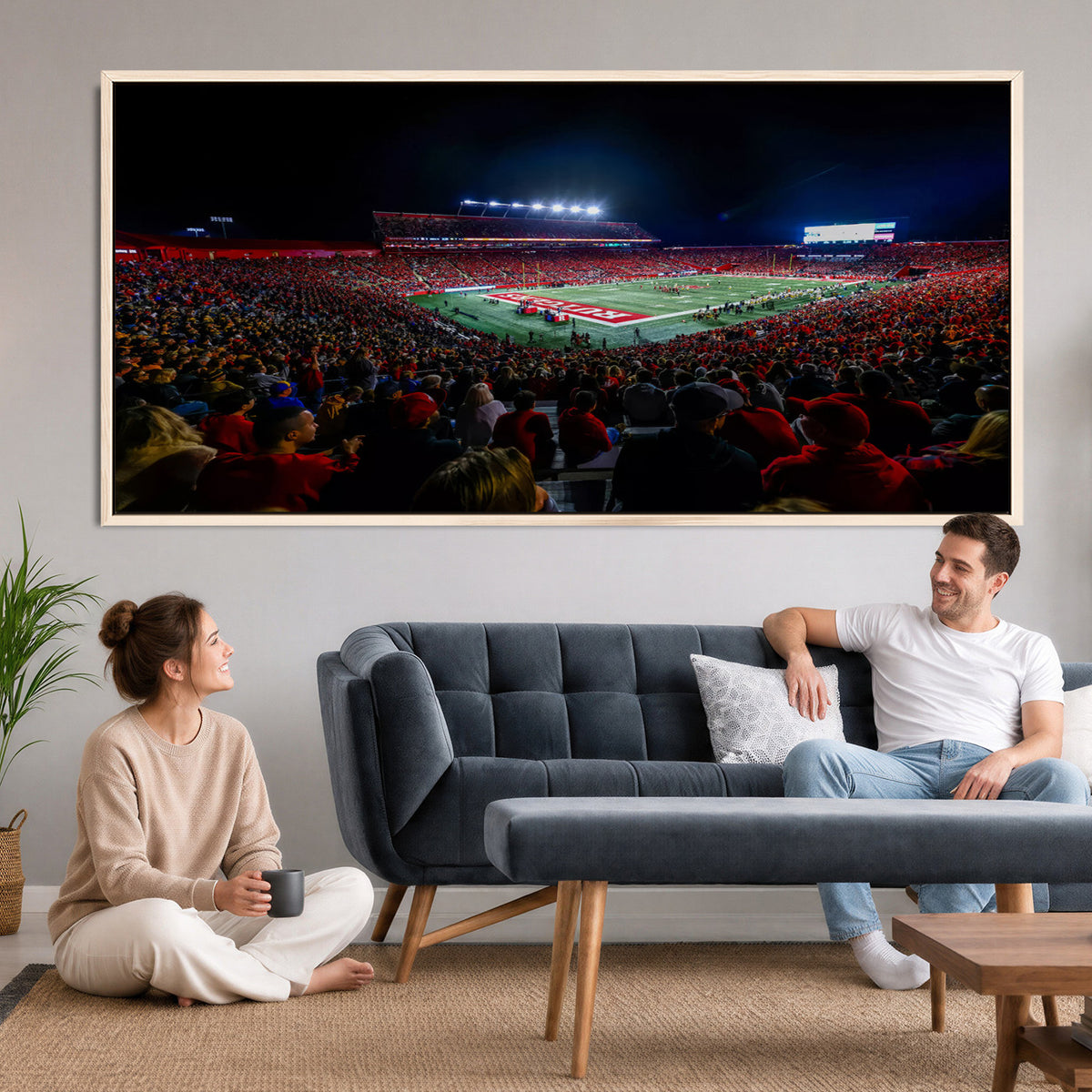 18115-PAN-FL-20X10 - Rutgers Scarlet Knights Football Team Print - SHI Stadium, Piscataway Wall Art Canvas Print