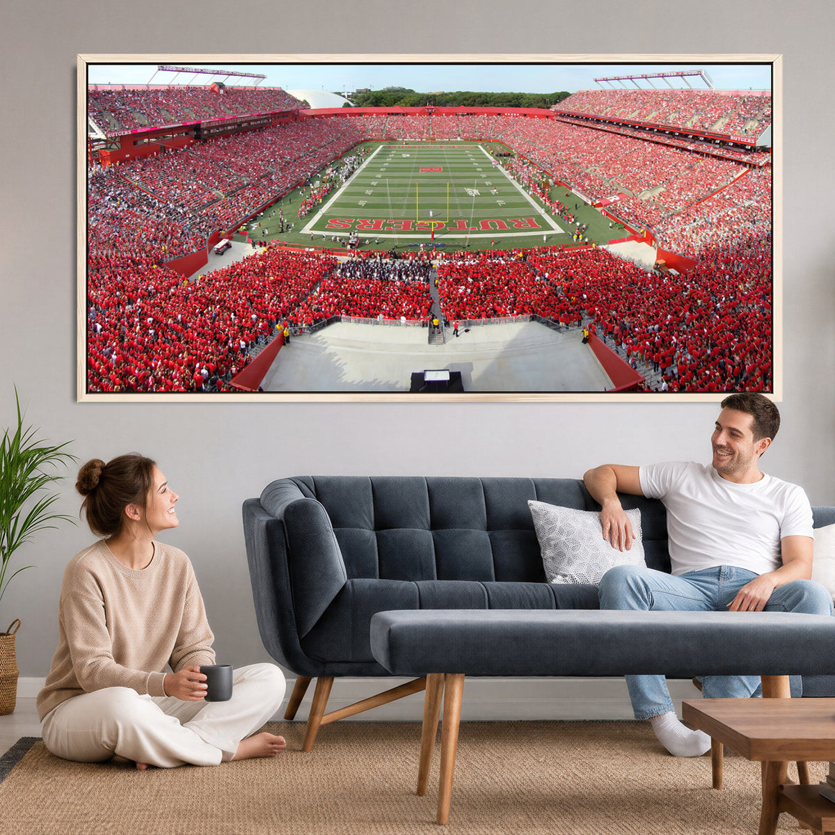 90818-PAN-FL-20X10 - Rutgers Scarlet Knights Football Team Print - Piscataway SHI Stadium Wall Art Canvas Print