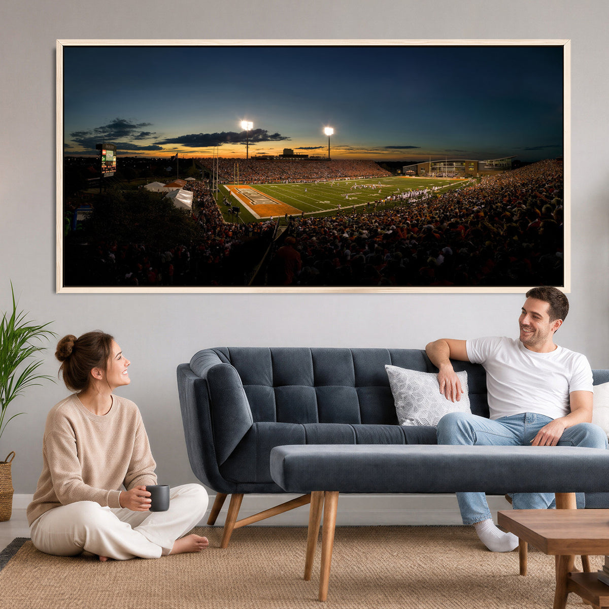 15980-PAN-FL-20X10 - Ball State Cardinals Football Team Print - Muncie Scheumann Stadium Wall Art Canvas Print