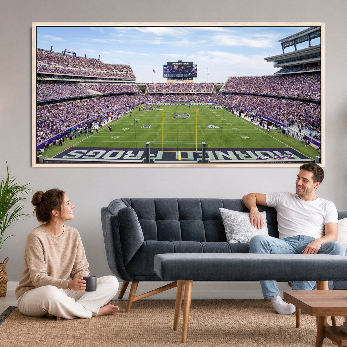 27650-PAN-FL-20X10 - TCU Horned Frogs Football Team Print - Fort Worth Amon G. Carter Stadium Wall Art Canvas Print