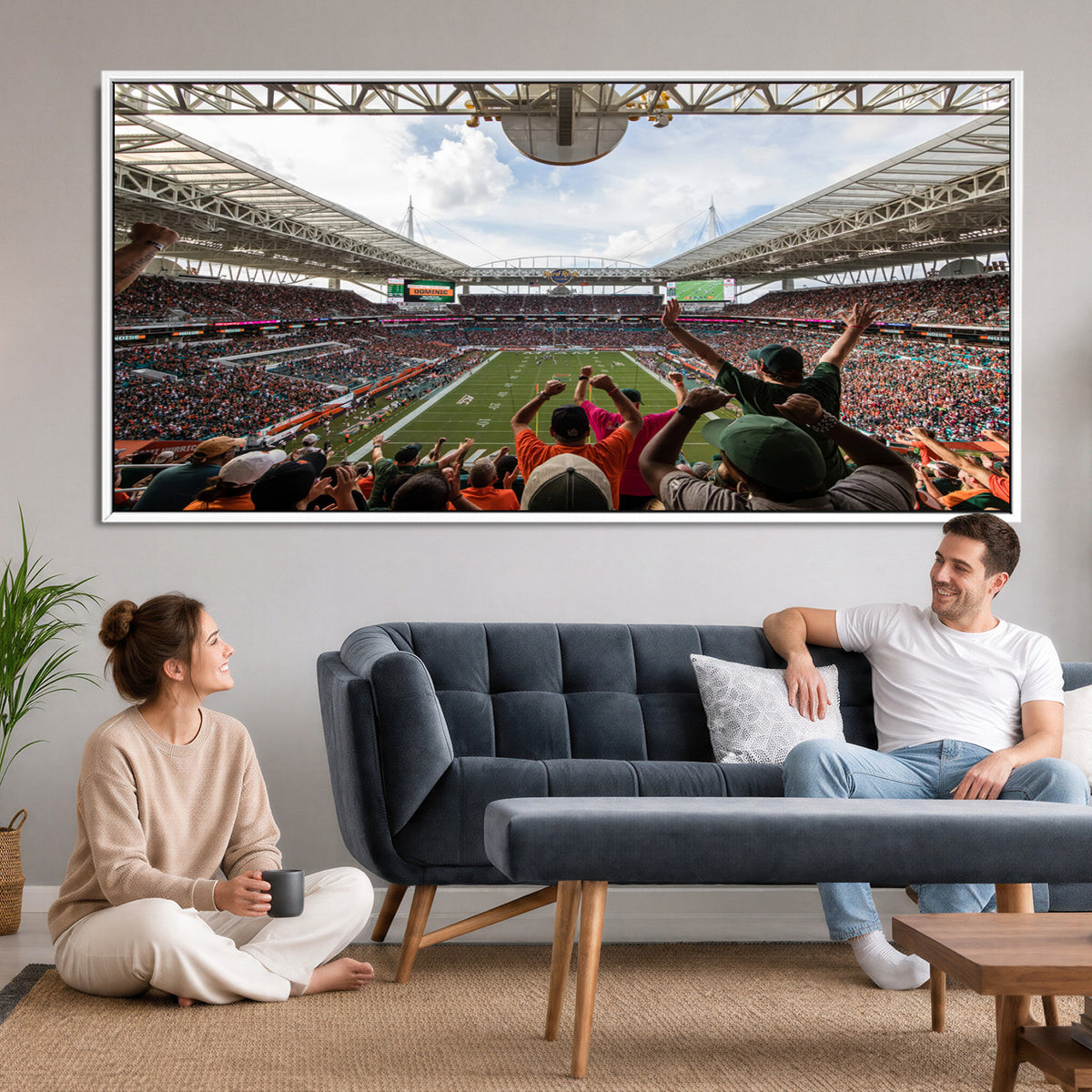 66239-PAN-FL-20X10 - Miami Hurricanes Football Team Wall Art Print - Miami Hard Rock Stadium Wall Art Canvas Print