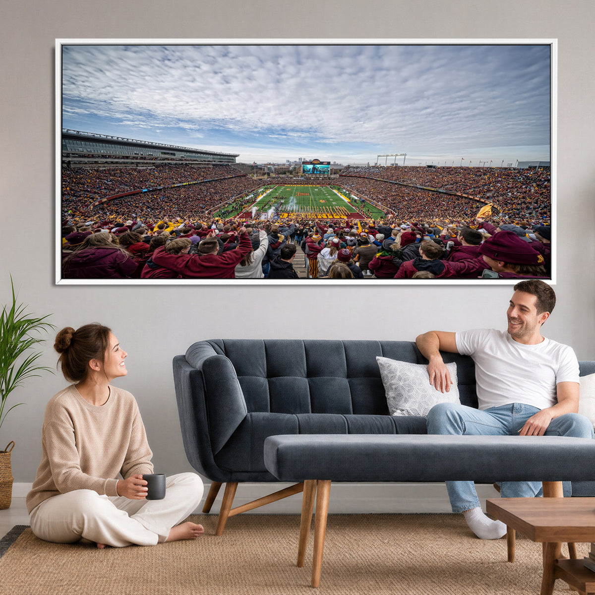 38459-PAN-FL-20X10 - University of Minnesota Golden Gophers Football Team Print - Minneapolis Huntington Bank Stadium Art