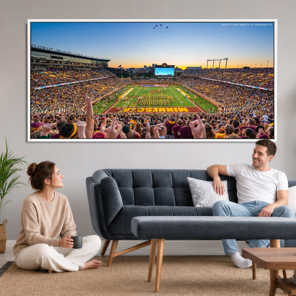 63452-PAN-FL-20X10 - University of Minnesota Golden Gophers Football Team Print - Minneapolis Huntington Bank Stadium