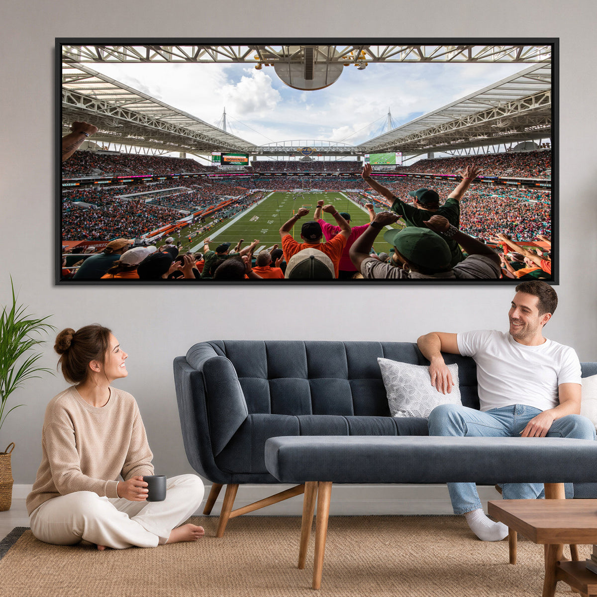 66239-PAN-FL-20X10 - Miami Hurricanes Football Team Wall Art Print - Miami Hard Rock Stadium Wall Art Canvas Print