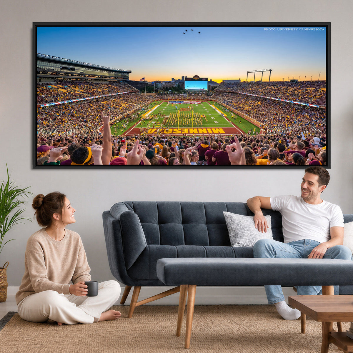63452-PAN-FL-20X10 - University of Minnesota Golden Gophers Football Team Print - Minneapolis Huntington Bank Stadium