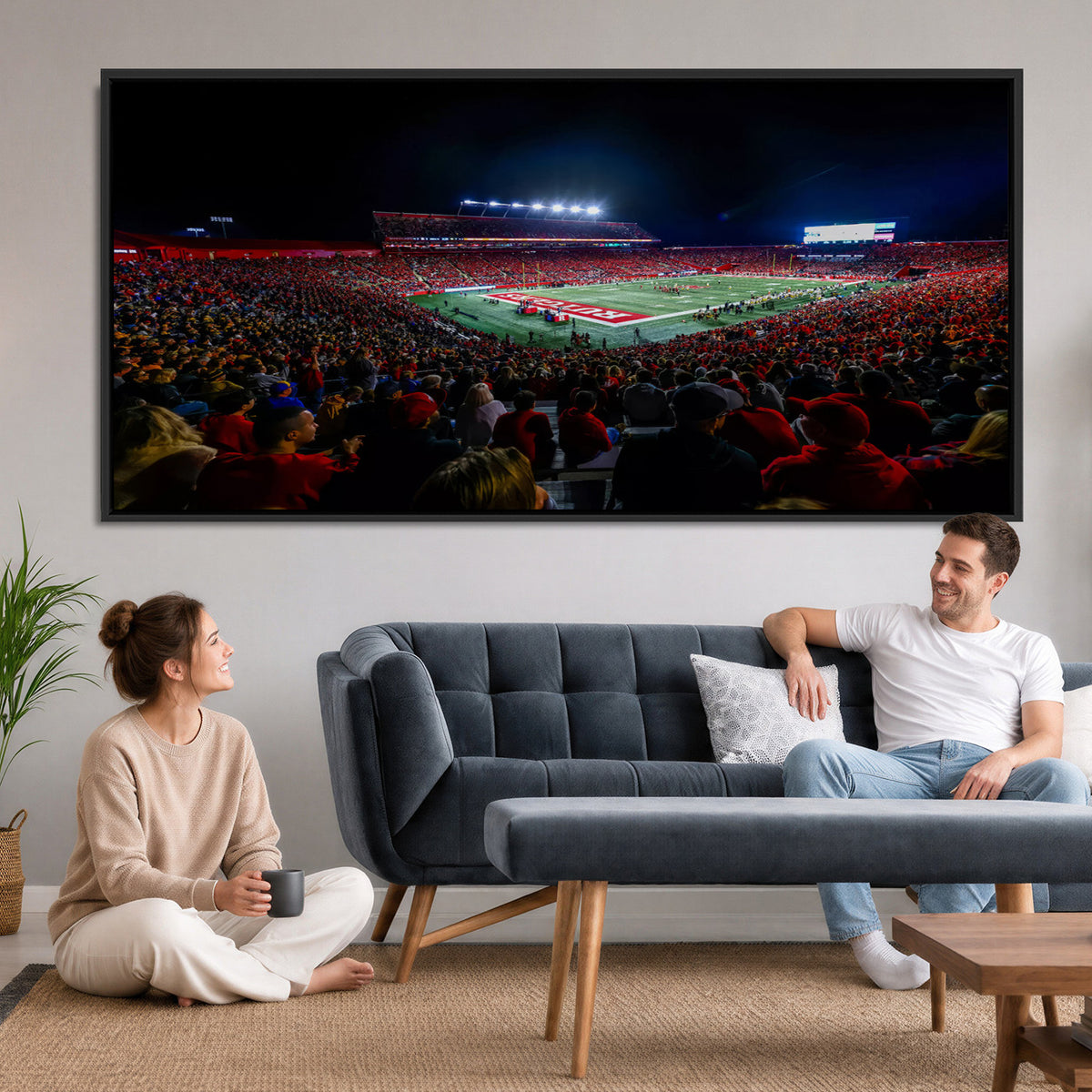 18115-PAN-FL-20X10 - Rutgers Scarlet Knights Football Team Print - SHI Stadium, Piscataway Wall Art Canvas Print