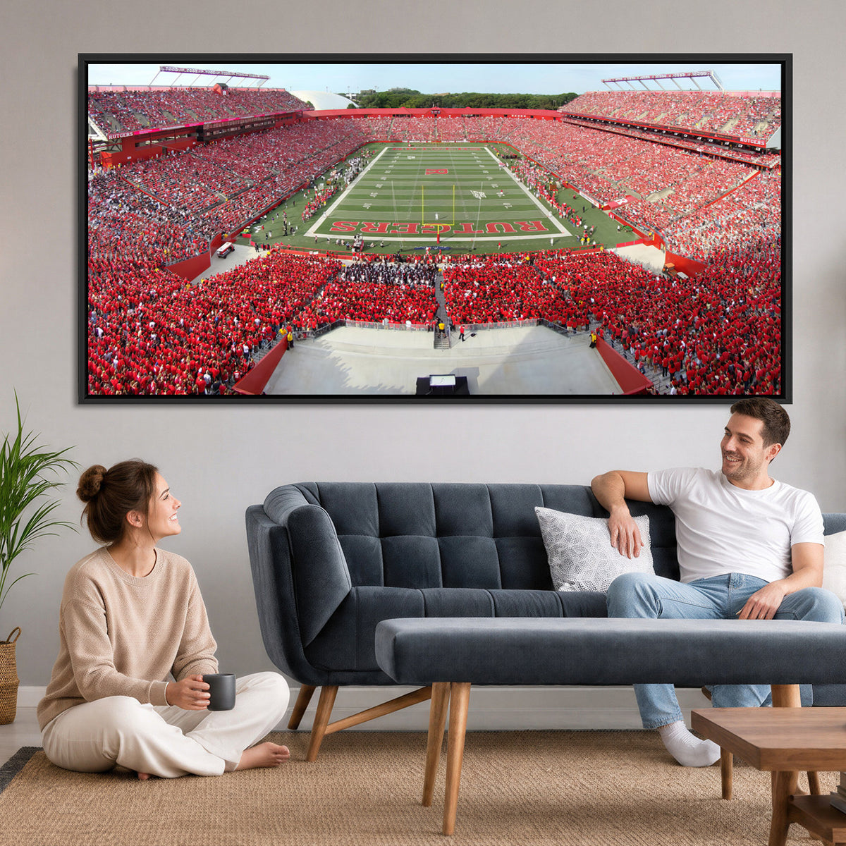 90818-PAN-FL-20X10 - Rutgers Scarlet Knights Football Team Print - Piscataway SHI Stadium Wall Art Canvas Print