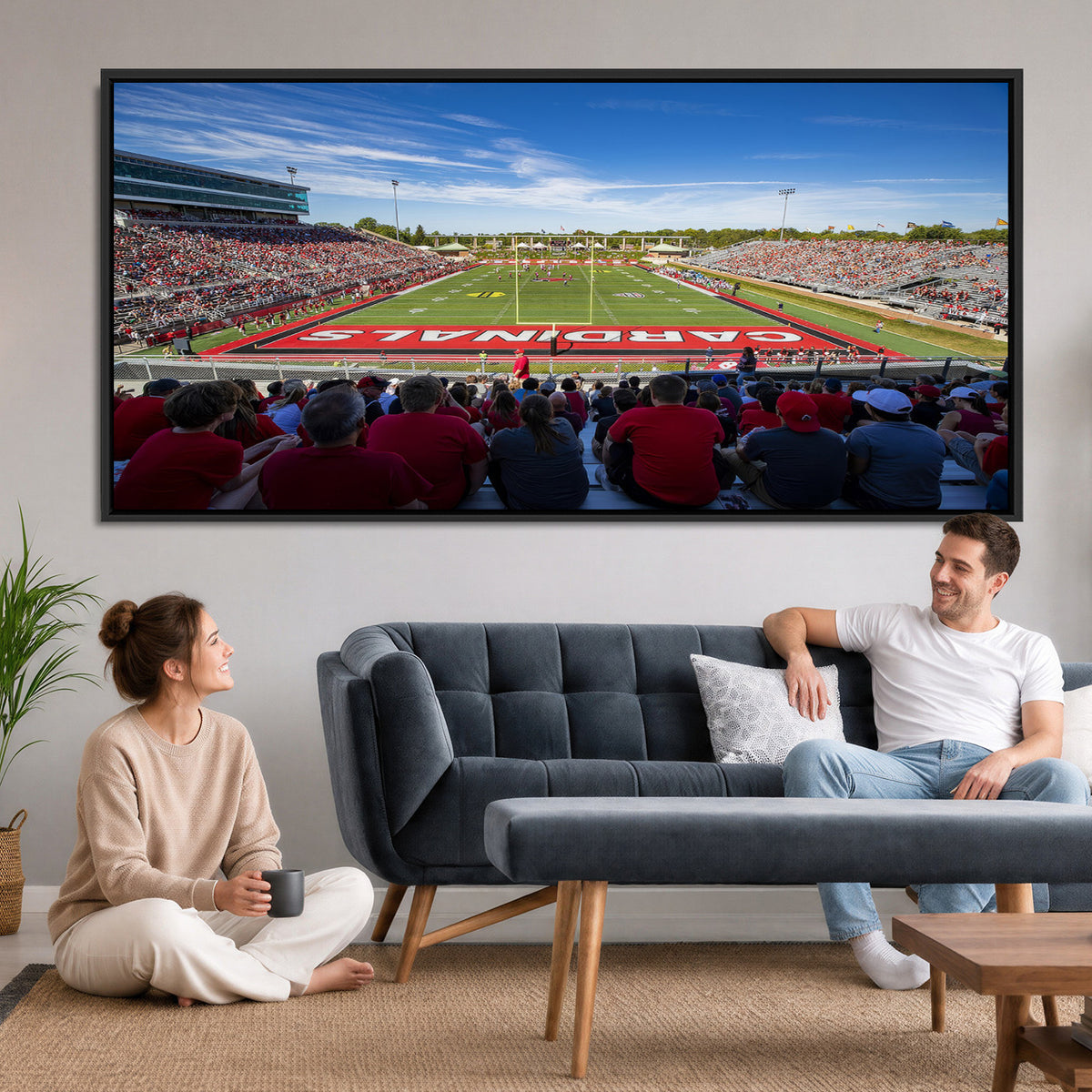 71475-PAN-FL-20X10 - Ball State Cardinals Football Team Print - Muncie Scheumann Stadium Wall Art Canvas Print