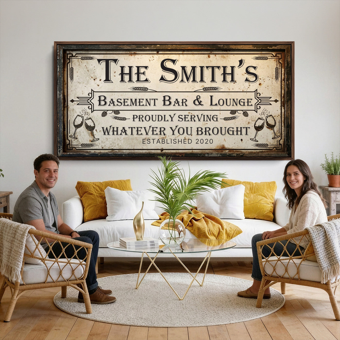 28317410-PAN-FL-20X10 - Custom Bar Sign Wall Art Canvas Print