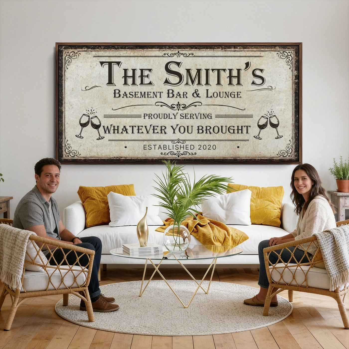 22440205-PAN-FL-20X10 - Custom Bar Sign Wall Art Canvas Print