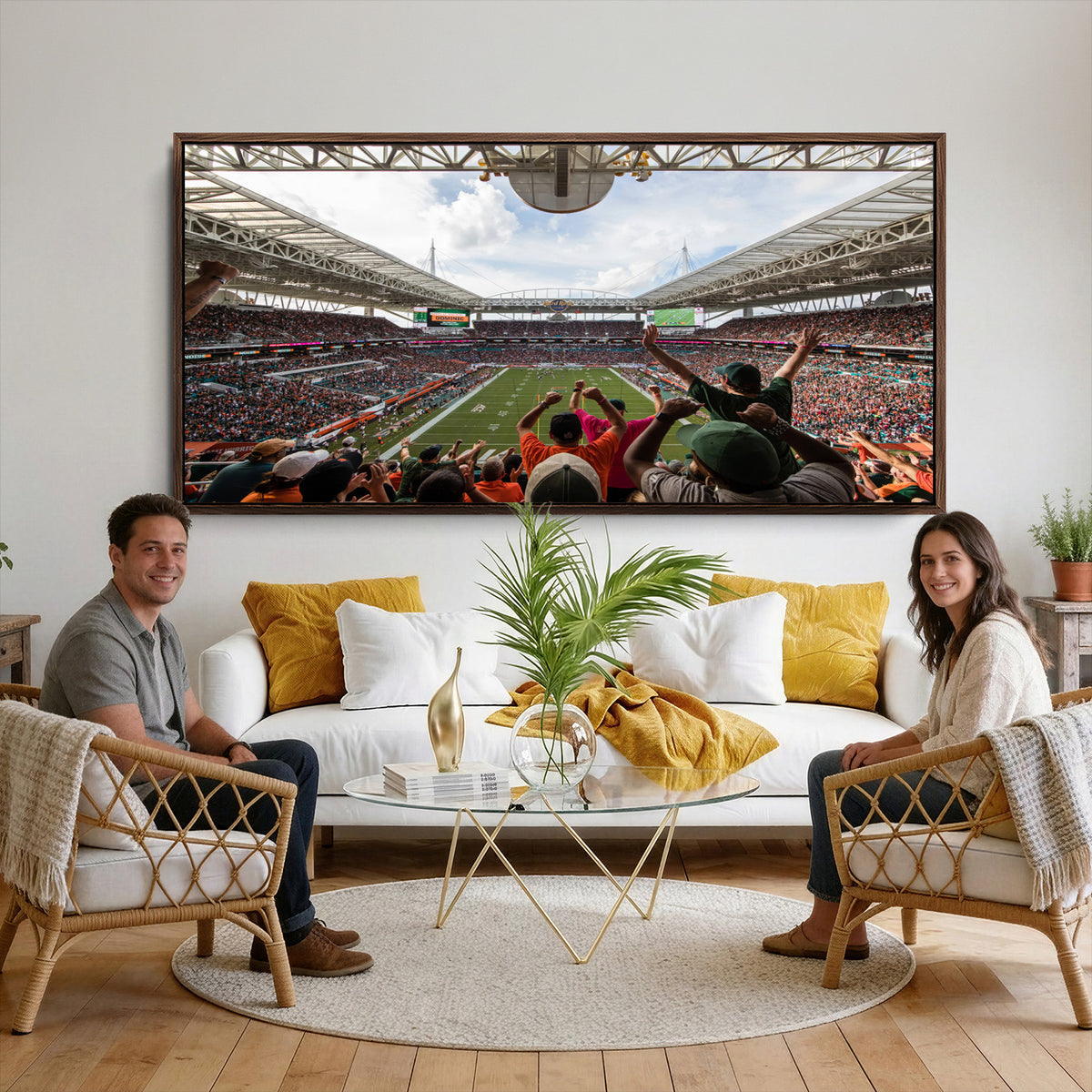 66239-PAN-FL-20X10 - Miami Hurricanes Football Team Wall Art Print - Miami Hard Rock Stadium Wall Art Canvas Print
