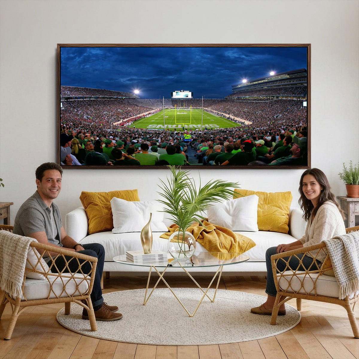 35248-PAN-FL-20X10 - Michigan State Spartans Football Team Print - East Lansing Spartan Stadium Wall Art Canvas Print