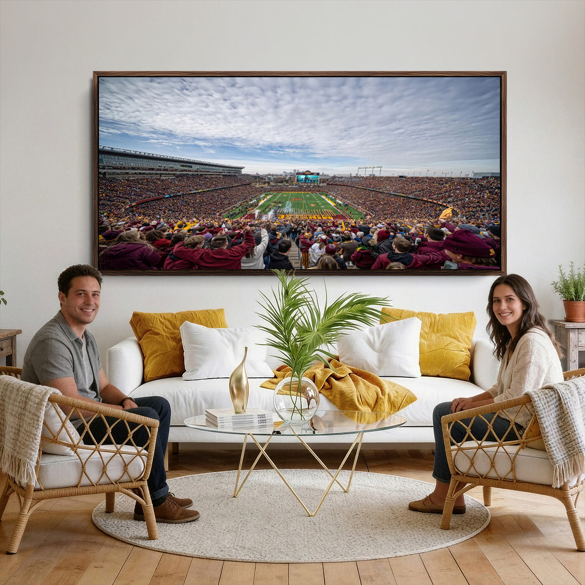 38459-PAN-FL-20X10 - University of Minnesota Golden Gophers Football Team Print - Minneapolis Huntington Bank Stadium Art