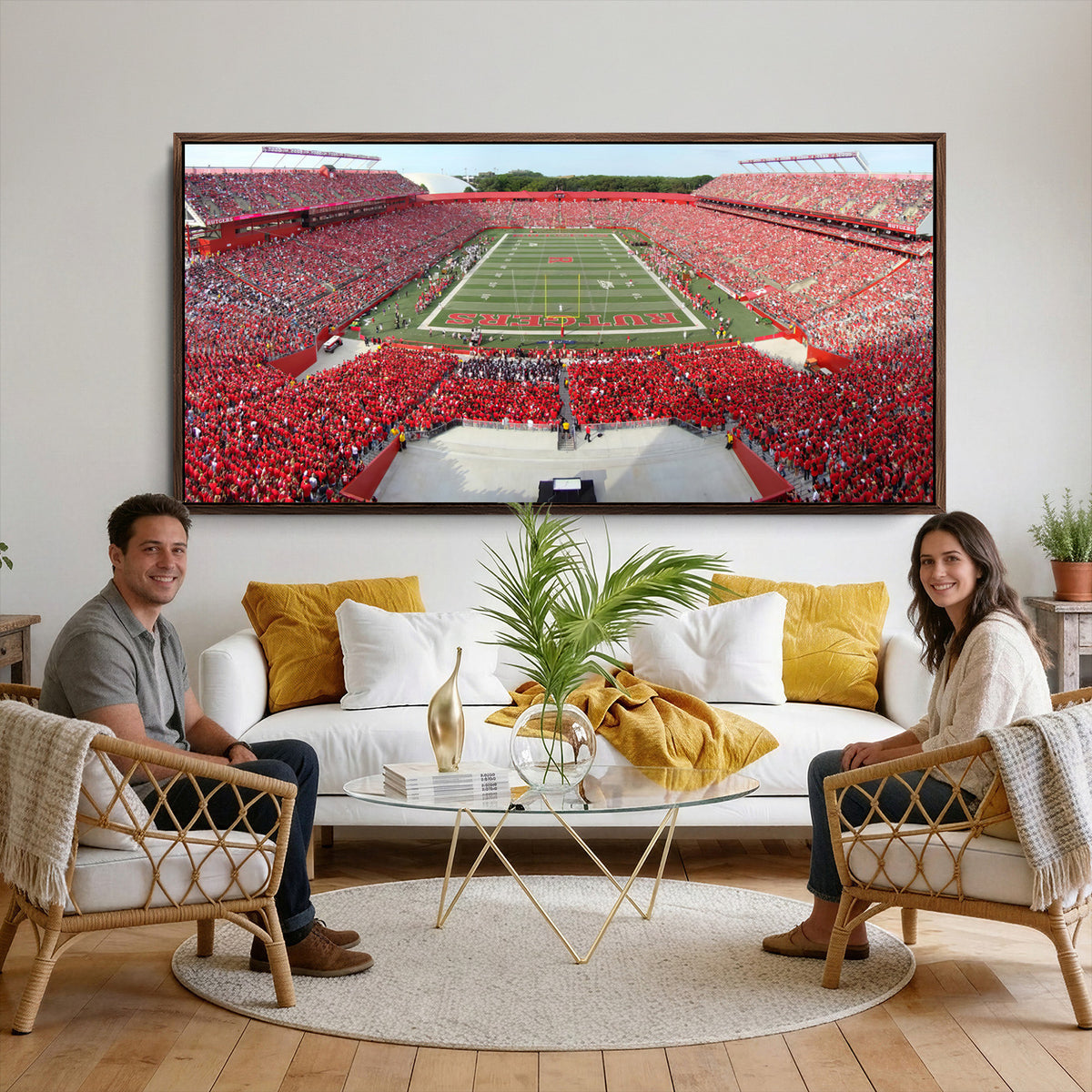 90818-PAN-FL-20X10 - Rutgers Scarlet Knights Football Team Print - Piscataway SHI Stadium Wall Art Canvas Print