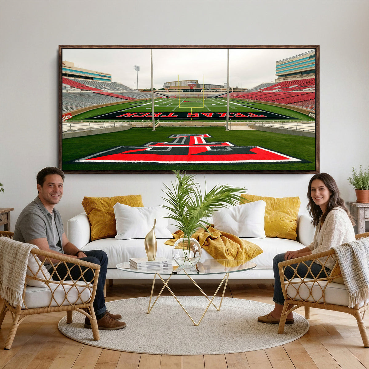 43169-PAN-FL-20X10 - Texas Tech Red Raiders Football Team Print - Lubbock Jones AT&T Stadium Wall Art Canvas Print