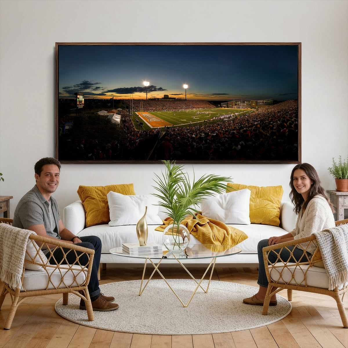 15980-PAN-FL-20X10 - Ball State Cardinals Football Team Print - Muncie Scheumann Stadium Wall Art Canvas Print