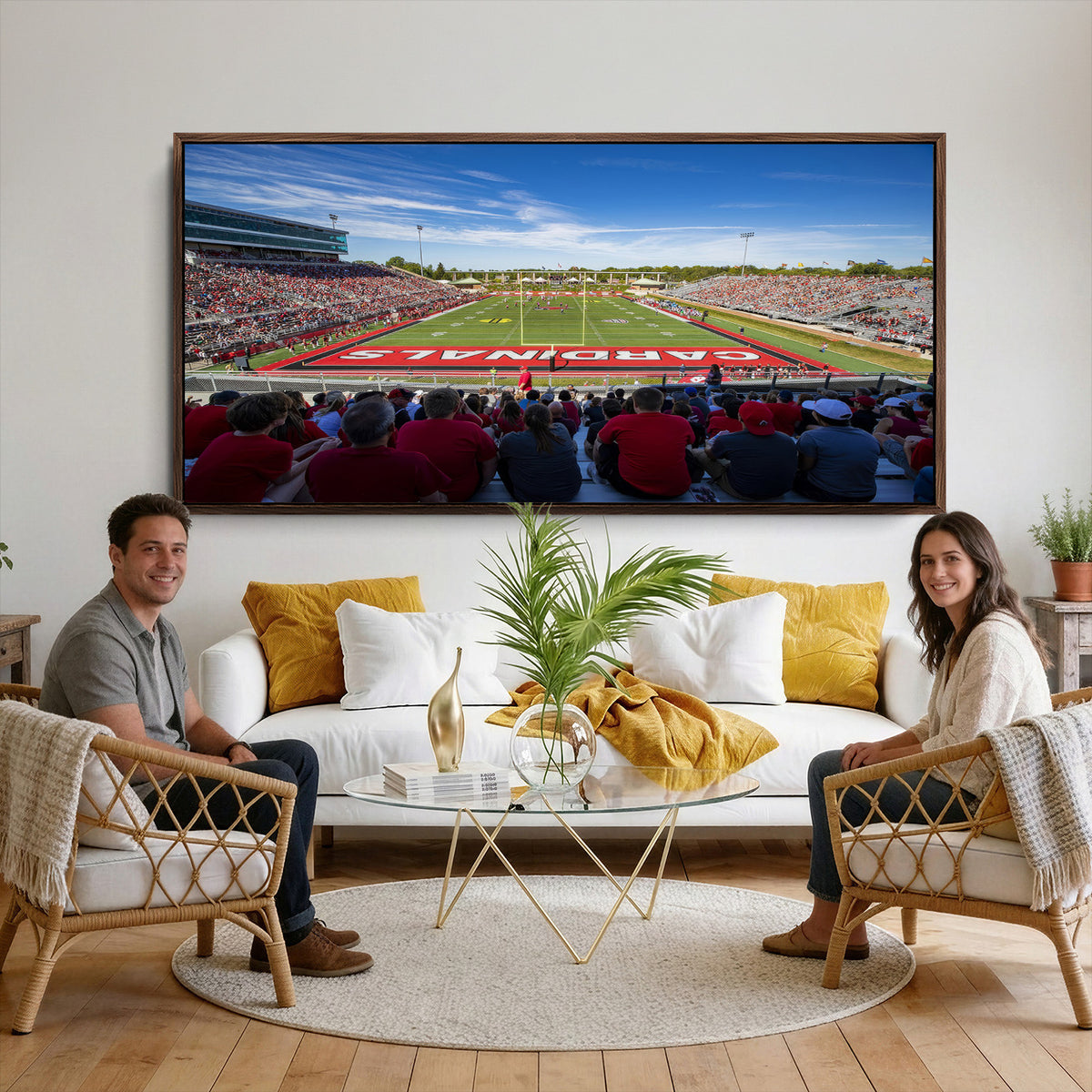 71475-PAN-FL-20X10 - Ball State Cardinals Football Team Print - Muncie Scheumann Stadium Wall Art Canvas Print
