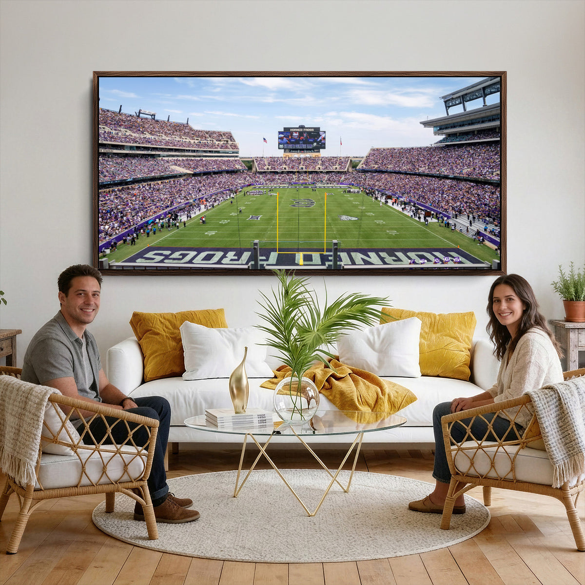 27650-PAN-FL-20X10 - TCU Horned Frogs Football Team Print - Fort Worth Amon G. Carter Stadium Wall Art Canvas Print