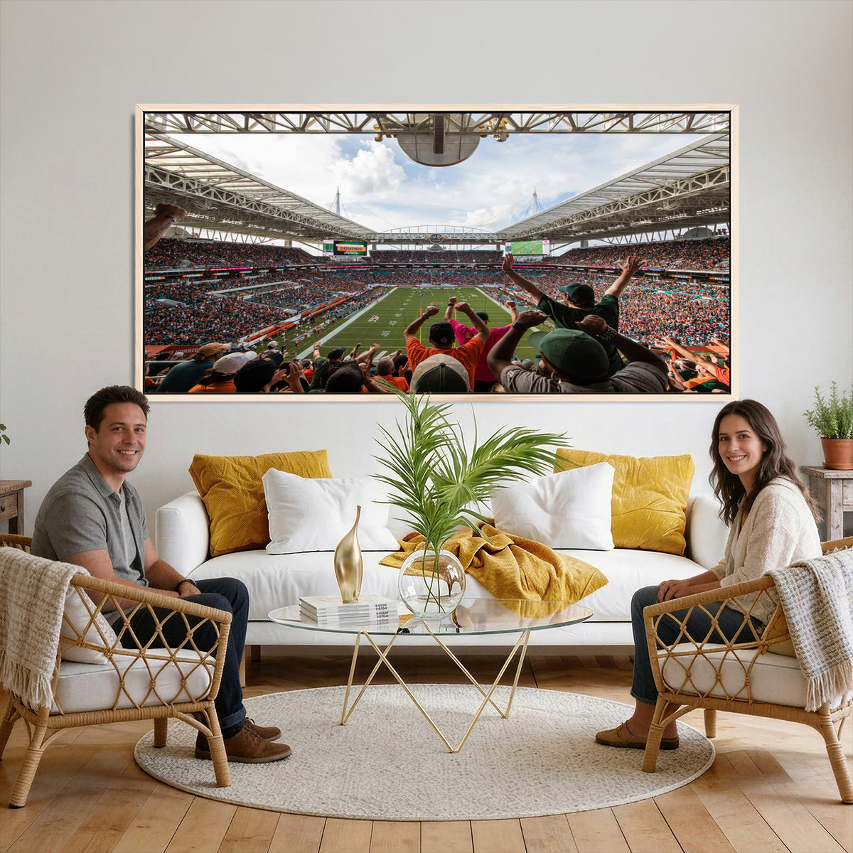66239-PAN-FL-20X10 - Miami Hurricanes Football Team Wall Art Print - Miami Hard Rock Stadium Wall Art Canvas Print