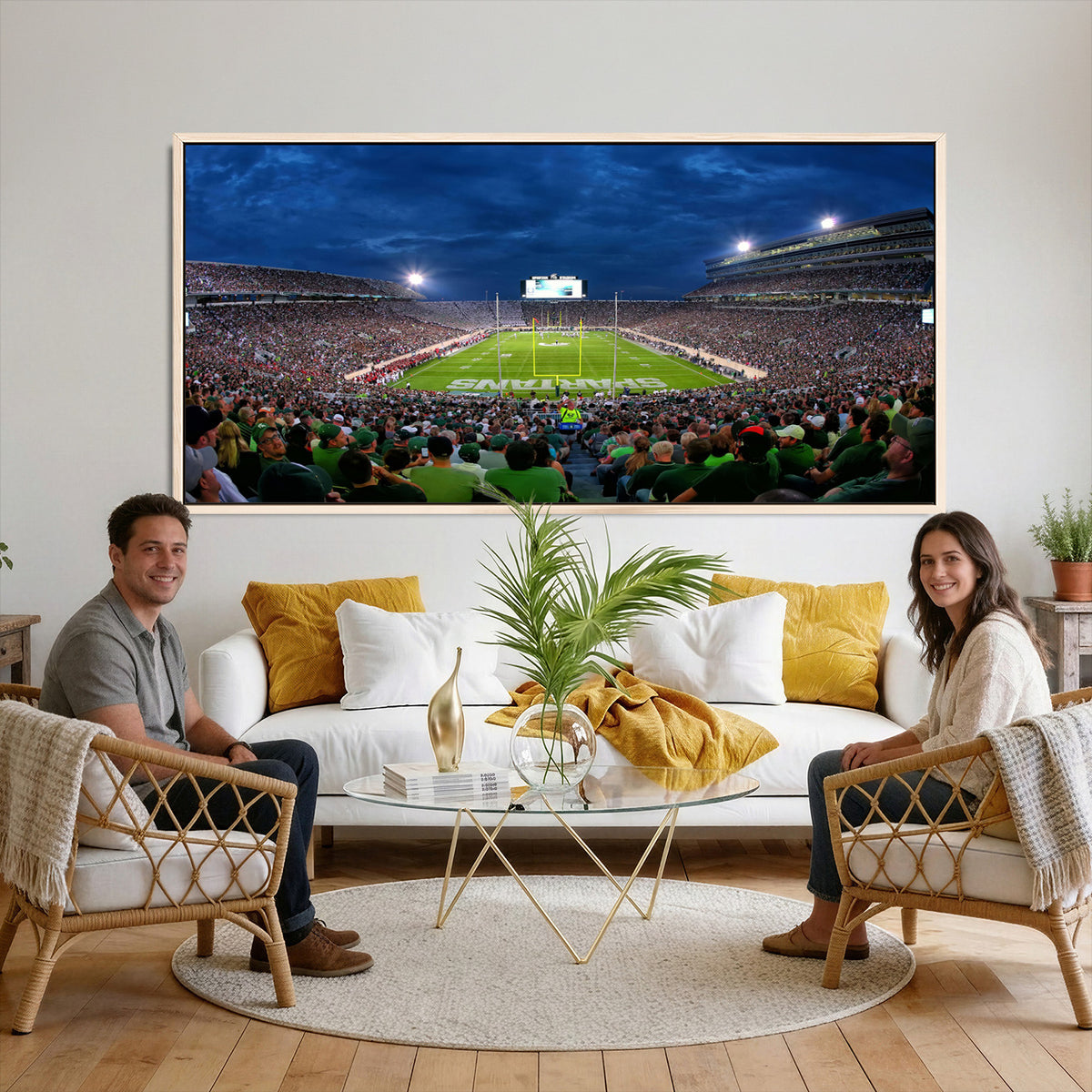 35248-PAN-FL-20X10 - Michigan State Spartans Football Team Print - East Lansing Spartan Stadium Wall Art Canvas Print