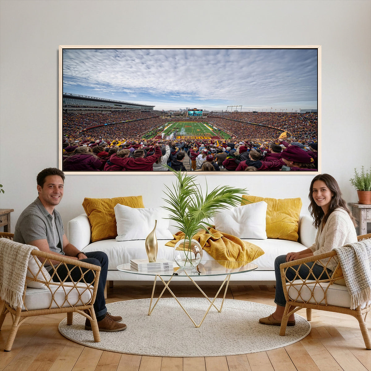 38459-PAN-FL-20X10 - University of Minnesota Golden Gophers Football Team Print - Minneapolis Huntington Bank Stadium Art