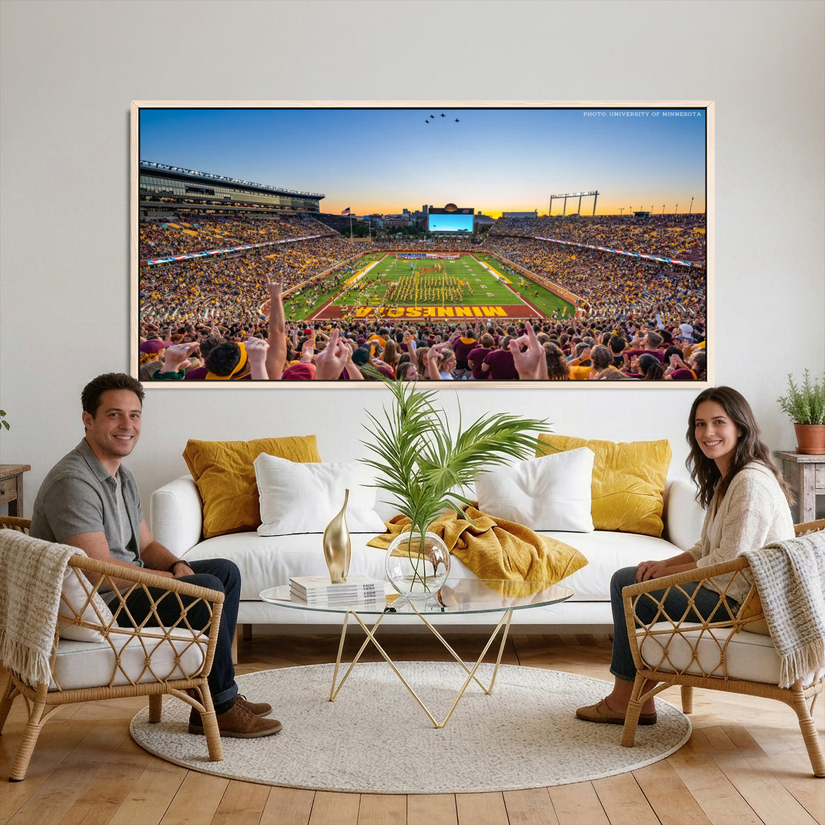 63452-PAN-FL-20X10 - University of Minnesota Golden Gophers Football Team Print - Minneapolis Huntington Bank Stadium
