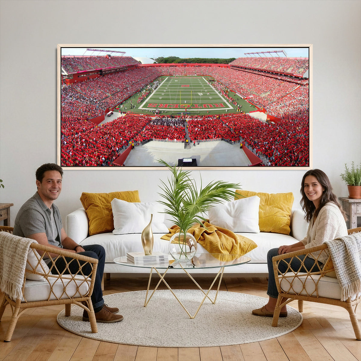 90818-PAN-FL-20X10 - Rutgers Scarlet Knights Football Team Print - Piscataway SHI Stadium Wall Art Canvas Print