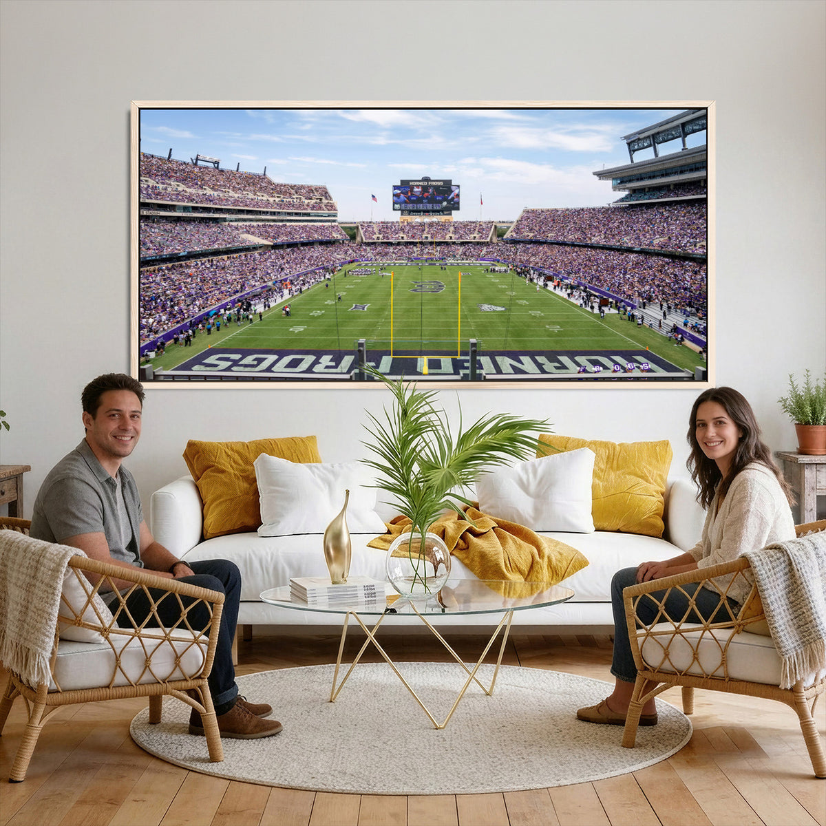 27650-PAN-FL-20X10 - TCU Horned Frogs Football Team Print - Fort Worth Amon G. Carter Stadium Wall Art Canvas Print
