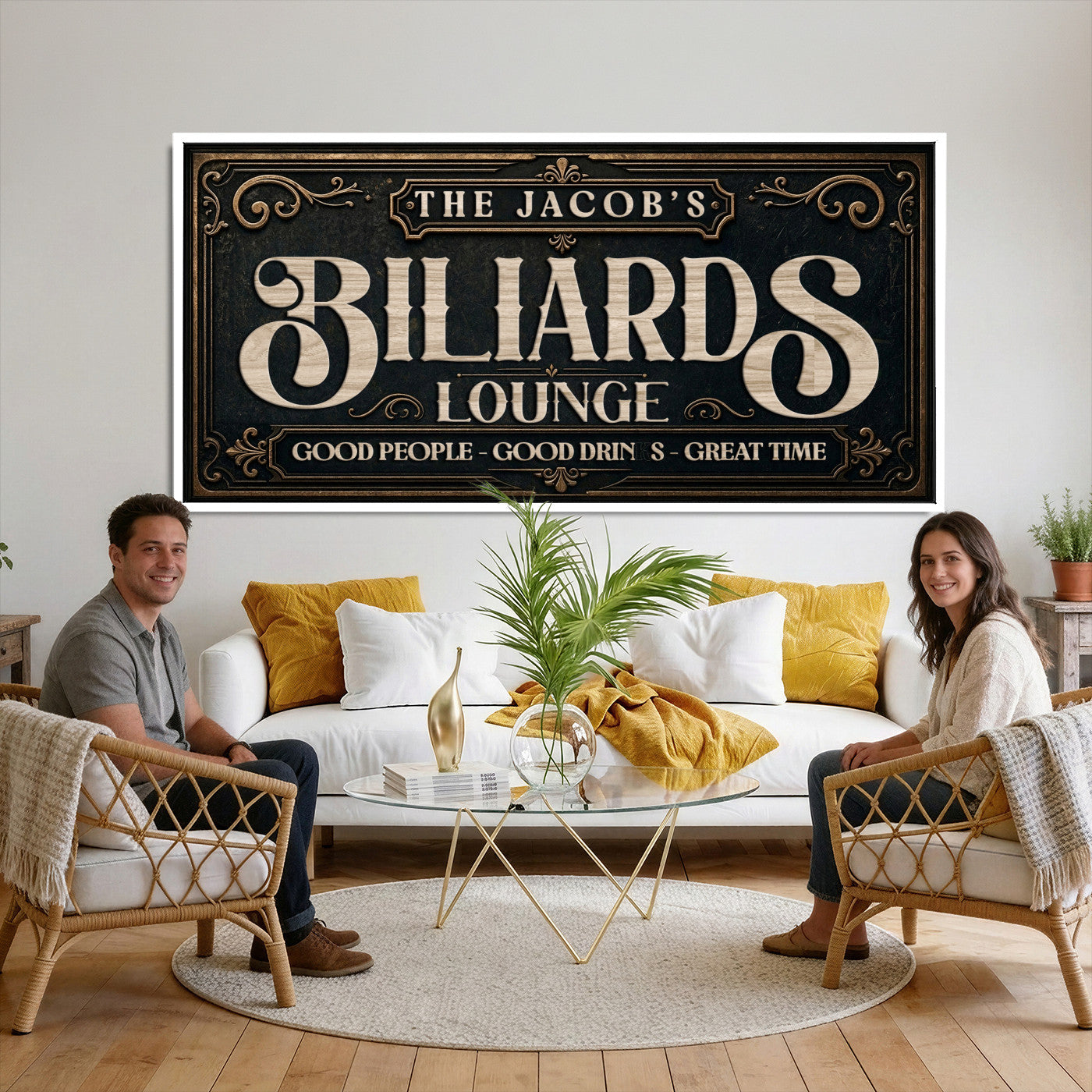 47215219-PAN-FL-20X10 - Custom Bar Sign Wall Art Canvas Print