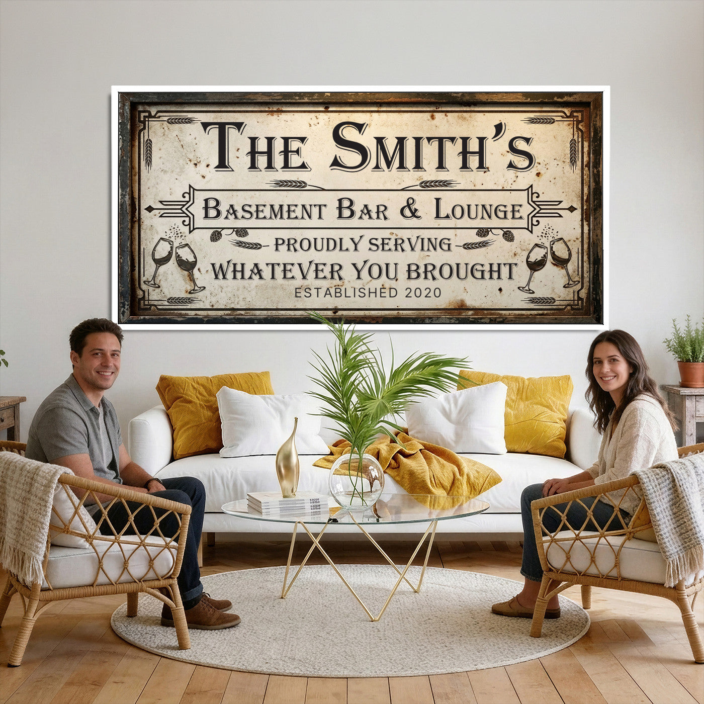 28317410-PAN-FL-20X10 - Custom Bar Sign Wall Art Canvas Print