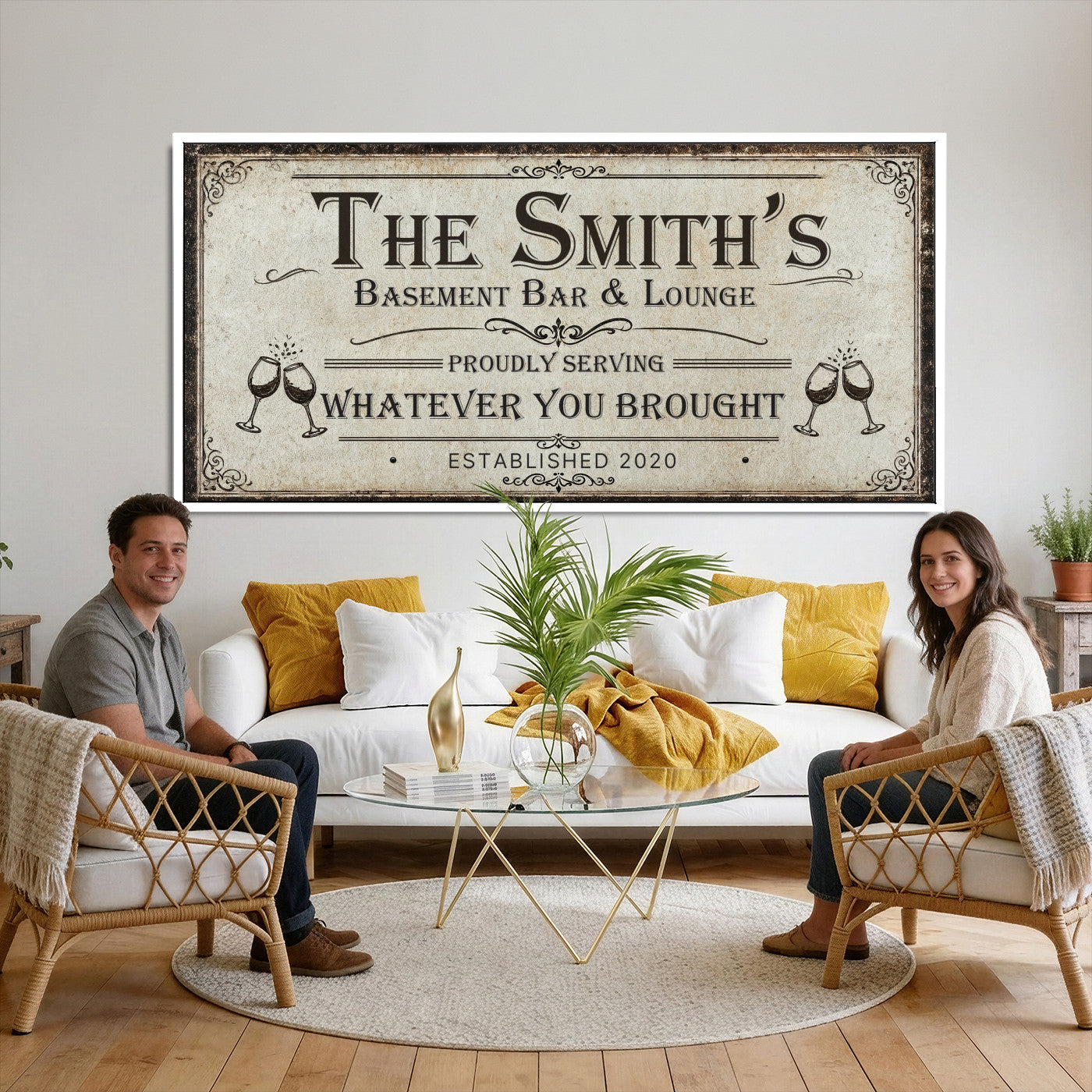 22440205-PAN-FL-20X10 - Custom Bar Sign Wall Art Canvas Print