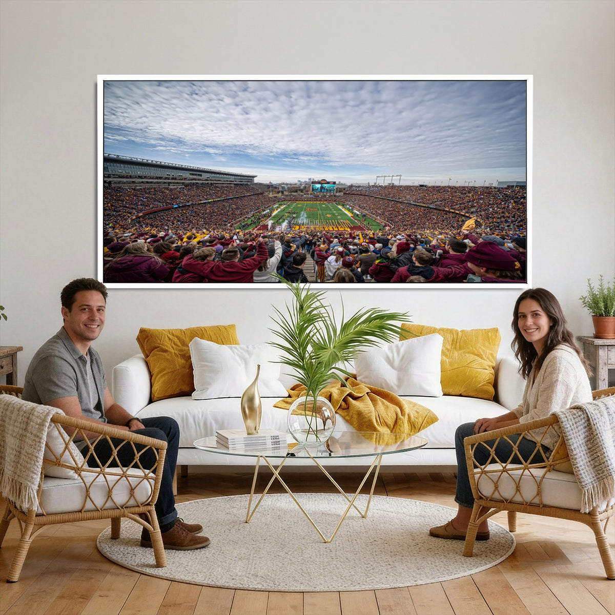 38459-PAN-FL-20X10 - University of Minnesota Golden Gophers Football Team Print - Minneapolis Huntington Bank Stadium Art