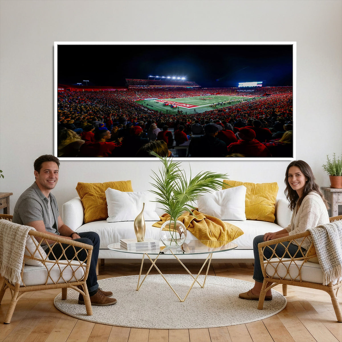 18115-PAN-FL-20X10 - Rutgers Scarlet Knights Football Team Print - SHI Stadium, Piscataway Wall Art Canvas Print