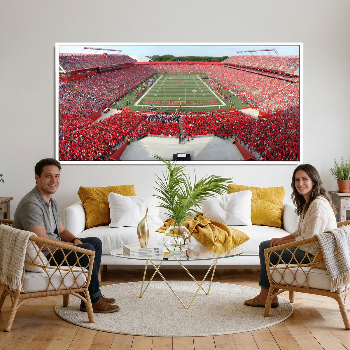90818-PAN-FL-20X10 - Rutgers Scarlet Knights Football Team Print - Piscataway SHI Stadium Wall Art Canvas Print