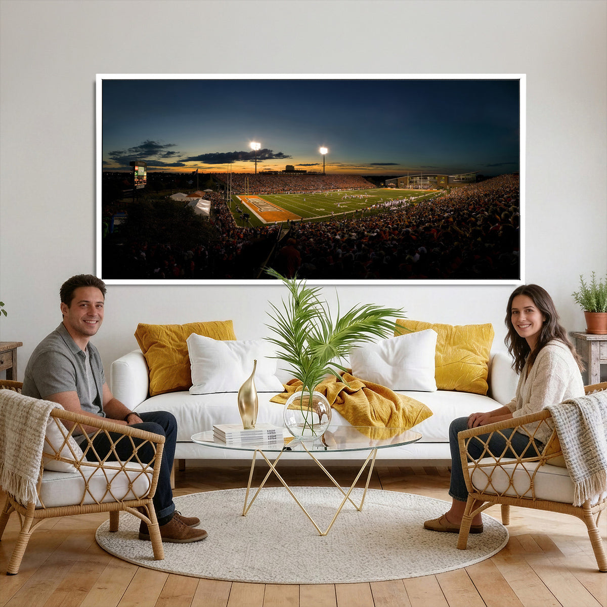 15980-PAN-FL-20X10 - Ball State Cardinals Football Team Print - Muncie Scheumann Stadium Wall Art Canvas Print