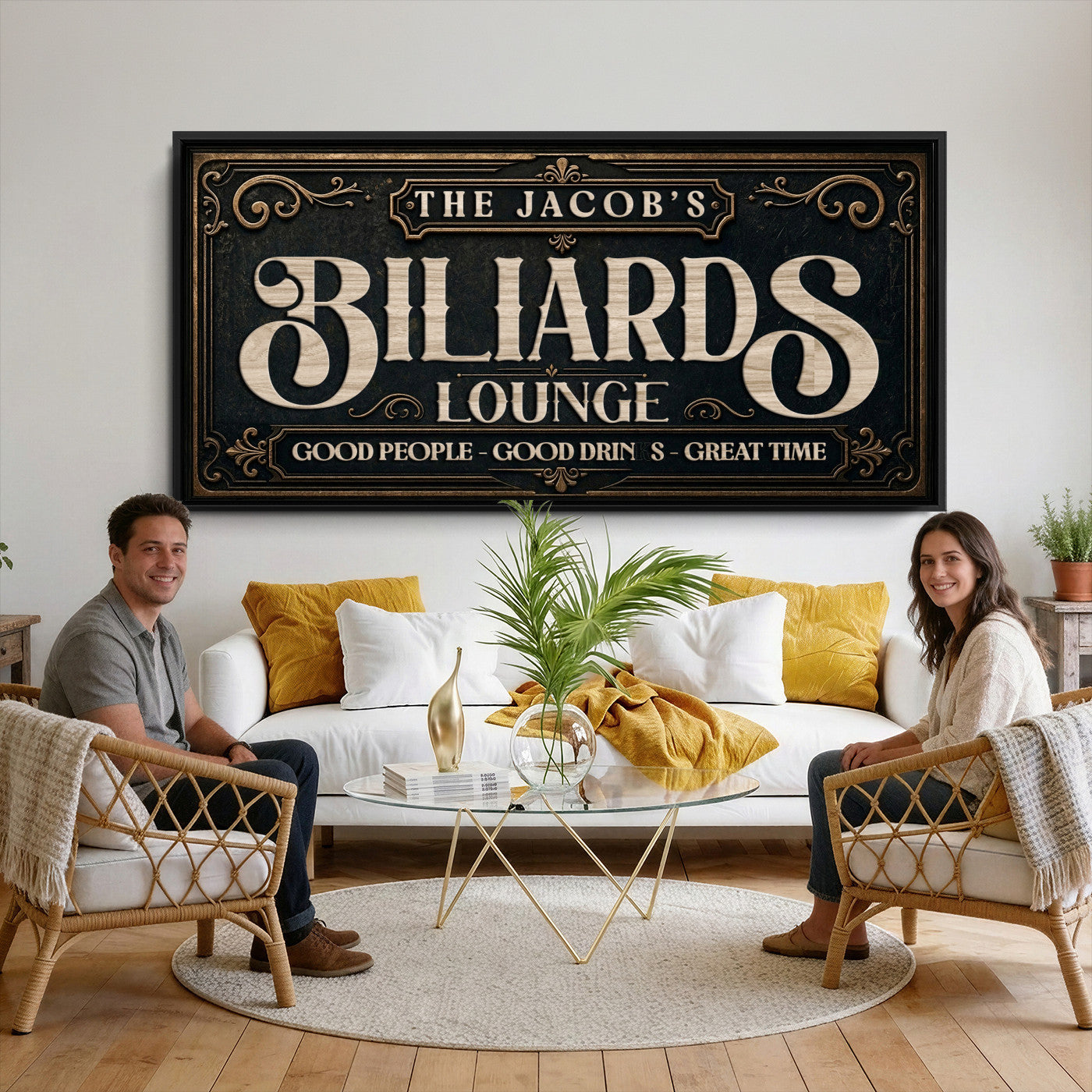 47215219-PAN-FL-20X10 - Custom Bar Sign Wall Art Canvas Print
