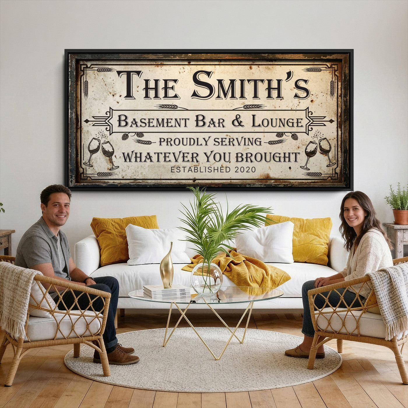 28317410-PAN-FL-20X10 - Custom Bar Sign Wall Art Canvas Print