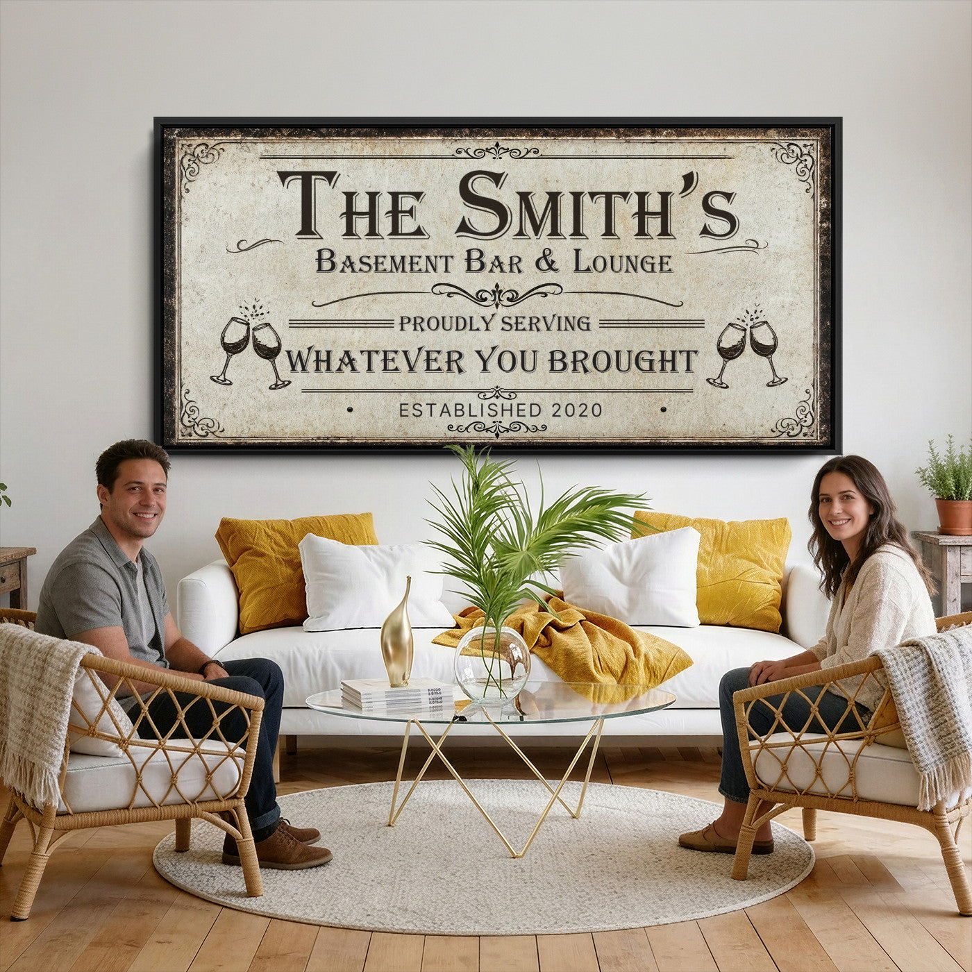22440205-PAN-FL-20X10 - Custom Bar Sign Wall Art Canvas Print