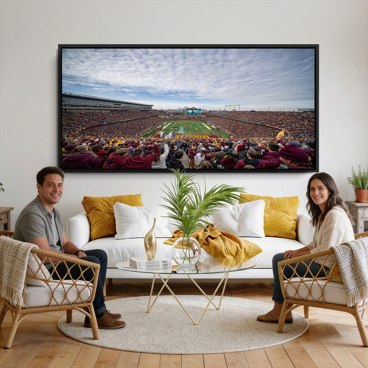 38459-PAN-FL-20X10 - University of Minnesota Golden Gophers Football Team Print - Minneapolis Huntington Bank Stadium Art