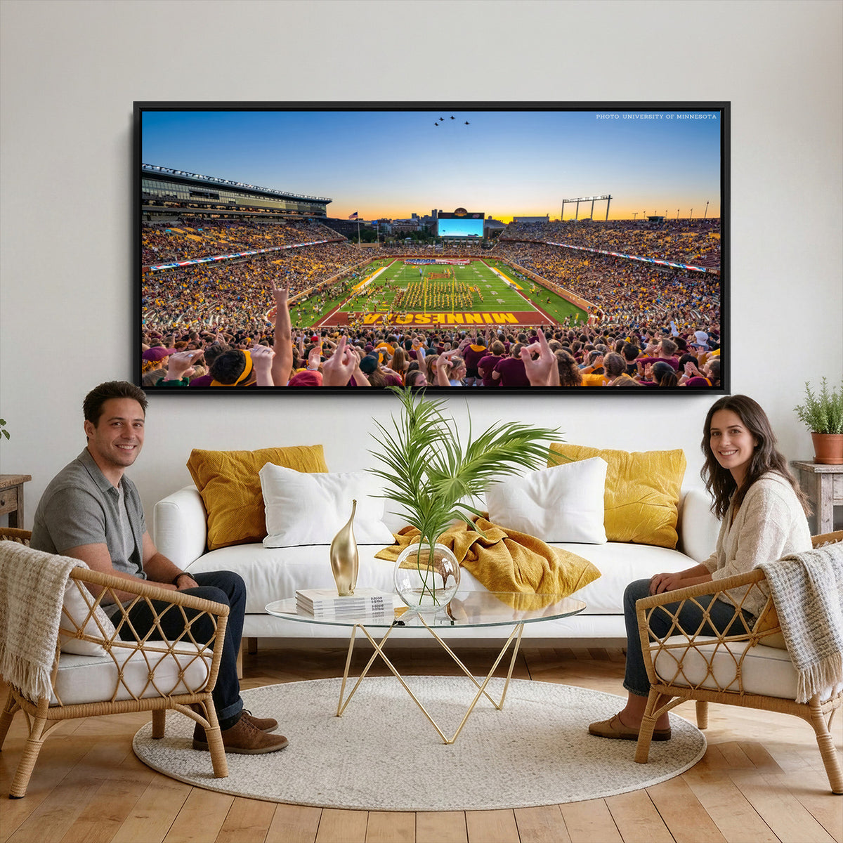 63452-PAN-FL-20X10 - University of Minnesota Golden Gophers Football Team Print - Minneapolis Huntington Bank Stadium