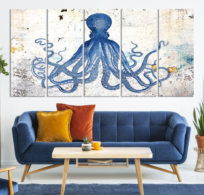 Impresión de lienzo de arte de pared grande de pulpo abstracto grande