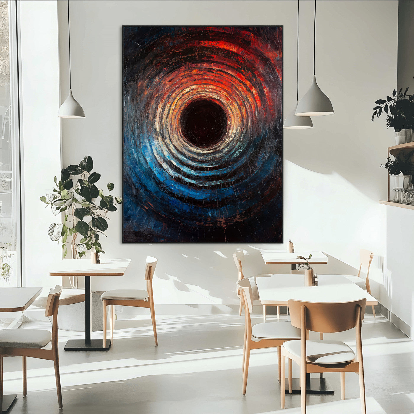 SEG-FC-51X34_Oversize - Wood Vortex Wall Art Canvas Print, Framed Abstract Swirl Art Picture Print, Wood Tree Texture Perfect Modern Decor Artwork